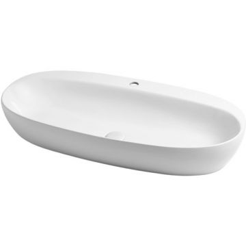 Раковина Azzurra Elegance Circle накладная, 90x44xH14 см, 1 отверстие, без перелива, цвет: Bianco lucido ELLA090440CMBI/(ECI90M bi)*1