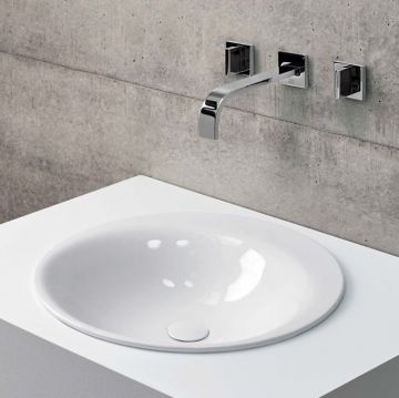 Раковина Bette Lux Oval Couture встраиваемая 50х50х10см, c 1 отверстие, сталь, цвет: белый A220-000 HLW1