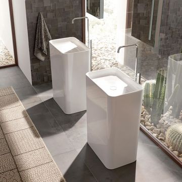 Раковина Bette (Бетте) Art Monolith 60х40х90 см, без отверстий, напольная, сталь-эмаль, сталь, цвет: белый A183-000