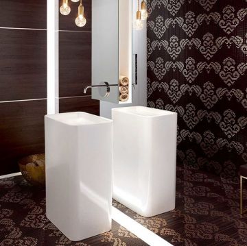 Раковина Bette (Бетте) Art Monolith 60х40х90 см, без отверстий, напольная, сталь-эмаль, сталь, цвет: белый A183-000