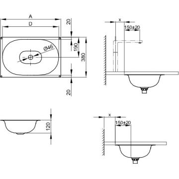 Раковина Bette (Бетте) Comodo 77.4х38х12 см, встраиваемая под столешницу, без отверстий, без перелива, сталь, цвет: белый A218-000