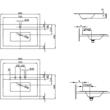 Раковина Bette (Бетте) Loft 80х49.5х10 см, встраиваемая сверху, без отверстий, без перелива, сталь, цвет: белый A230-000