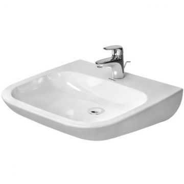 Раковина Duravit (Дуравит) D-Code 60х55 см, 1 отверстие, медицинская, без перелива, цвет: белый 23136000002