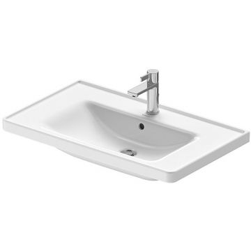 Раковина Duravit (Дуравит) D-Neo 80х48 см, накладная, с переливом, 1 отверстие, WonderGliss, цвет: белый 23678000001