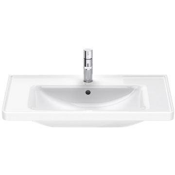 Раковина Duravit (Дуравит) D-Neo 80х48 см, накладная, с переливом, 1 отверстие, WonderGliss, цвет: белый 23678000001