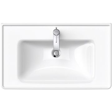 Раковина Duravit (Дуравит) D-Neo 80х48 см, накладная, с переливом, 1 отверстие, WonderGliss, цвет: белый 23678000001
