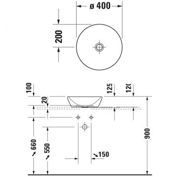 Раковина Duravit D-Neo накладная 40х40 см, без перелива, без отверстий, цвет: антрацит матовый 2371401370