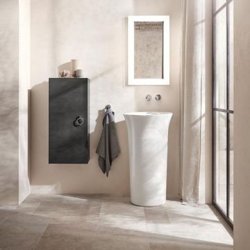 Раковина Duravit White Tulip напольная 50х h90 см, без перелива, без отверстий, сифон, слив в стену, цвет: белый 2702500070