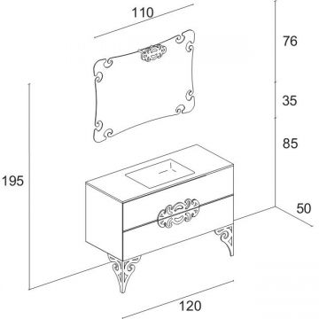 Раковина Eurolegno (Евролегно) Glamour моноблок, с 1 отверстие, цвет: золото CRG502V1R1206 fog.oro