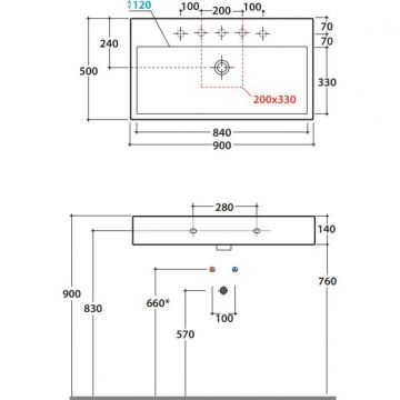Раковина Globo (Глобо) Classic 90х50х14 см, 1 отверстие, накладная, цвет: белый SCQ911.BI