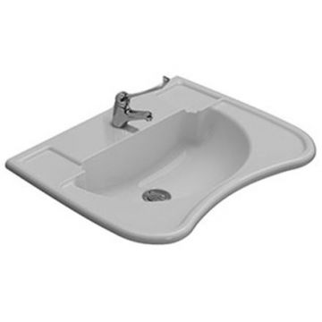 Раковина Globo (Глобо) Ausilia подвесная 67х53.5хh21 см, c 1 отверстие, без перелива, с креплением, цвет: белый DS006.BI*1