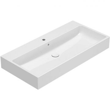 Раковина Globo (Глобо) Le Pietre 100х50х13 см, 1 отверстие, накладная, с донным клапаном, цвет: белый SCQ100BI