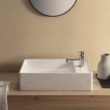 Раковина Globo (Глобо) T-Edge -чаша 55х35 см, без отверстий, на столешницу, цвет: белый TE055BI*0