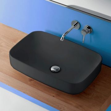 Раковина Kerasan (Керасан) Tribeca 60х38 см, без отверстий, накладная, цвет: черный матовый 514131