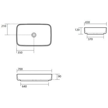 Раковина Kerasan (Керасан) Tribeca 70х43 см, без отверстий, накладная, цвет: белый 460201