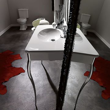 Раковина Kerasan (Керасан) Retro Консоль- белая 100х55см, напольная, с 3 отв под смеситель, с ножками cromo. 1049K0 bi*3 cr legs