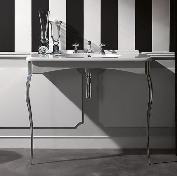 Раковина Kerasan (Керасан) Retro Консоль- белая 100х55см, напольная, с 3 отв под смеситель, с ножками cromo. 1049K0 bi*3 cr legs