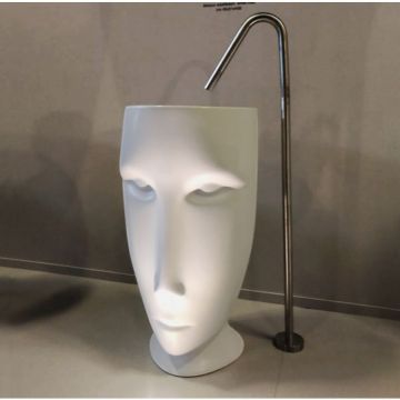 Раковина Kerasan Artwork Moloco 45х51х94.5 см, без отверстий, напольная, слив в стену, цвет: белый 474001
