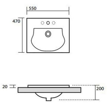 Раковина Kerasan (Керасан) Bentley 55х47х2 см, 1 отверстие, цвет: белый 394201*1