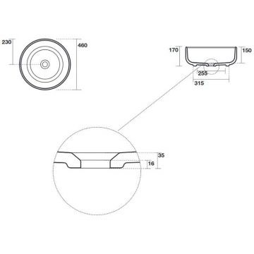 Раковина Kerasan (Керасан) Ciotola 46х17 см, без отверстий, накладная, без перелива, цвет: белый матовый 430230