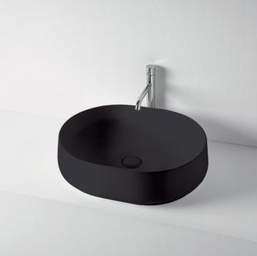 Раковина Kerasan F10 56х44см, накладная, без отверстий, цвет: черный матовый 460531