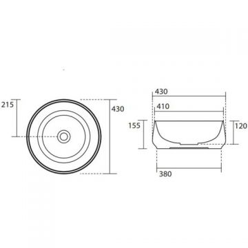 Раковина Kerasan (Керасан) F10 накладная D43х16см, без отверстий, цвет: белый 460401