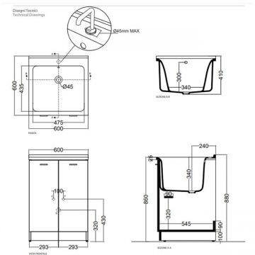 Раковина Kerasan Aquadom 60х60 см, 1 отверстие, цвет: белый 029401*1