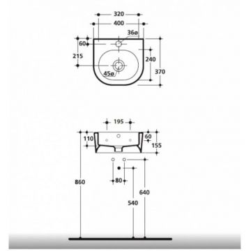 Раковина Kerasan (Керасан) Flo 40х37 см, 1 отверстие, цвет: белый 314901*1