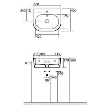 Раковина Kerasan Flo 50х40 см, 1 отверстие, цвет: белый 314101*1