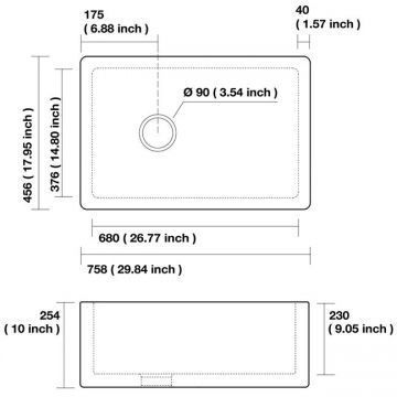 Раковина Kerasan (Керасан) Hannah Essex 75.8x45.6x25.4 см, без отверстий, кухонная, цвет: белый 541101
