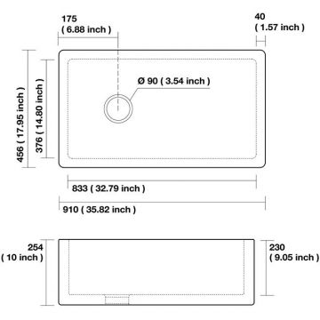 Раковина Kerasan (Керасан) Hannah Essex 91x45.6x25.4 см, без отверстий, кухонная, цвет: белый 541201