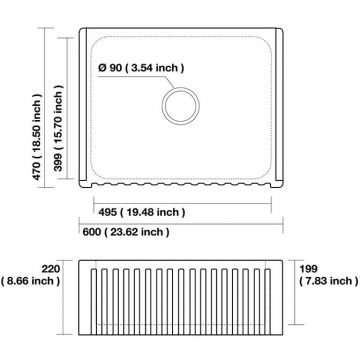 Раковина Kerasan (Керасан) Hannah Hampshire 60x47x22 см, без отверстий, кухонная, цвет: белый 546001