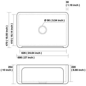 Раковина Kerasan (Керасан) Hannah Yorkshire 68.6x47x25.4 см, без отверстий, кухонная, цвет: белый 542001
