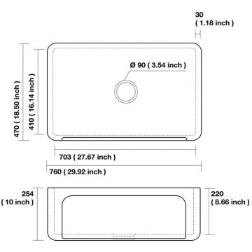Раковина Kerasan (Керасан) Hannah Yorkshire 75.8x47x25.4 см, без отверстий, кухонная, цвет: белый 542101