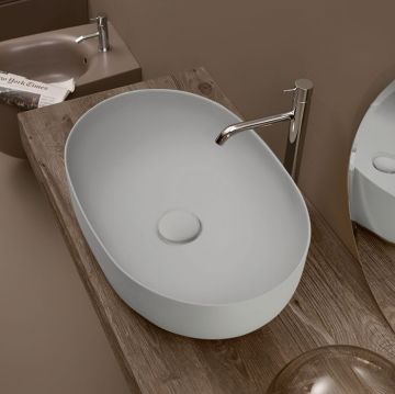 Раковина Kerasan Nolita 60х40 см, без отверстий, накладная, цвет: светло серый 534359