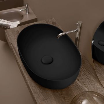 Раковина Kerasan (Керасан) Nolita 60х40 см, без отверстий, накладная, цвет: черный матовый 534331