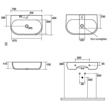 Раковина Kerasan (Керасан) Nolita 70х45 см, 1 отверстие, цвет: белый 534201*1