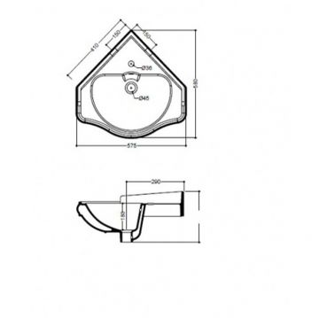 Раковина Kerasan (Керасан) Retro 40х40х56 см, 1 отверстие, цвет: белый 103201*1