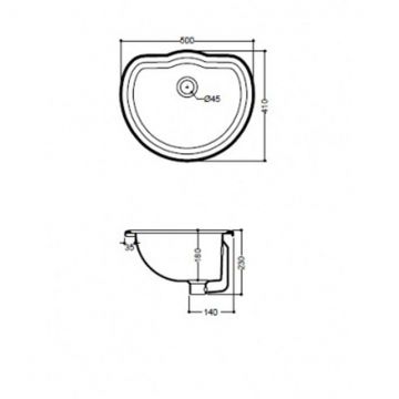 Раковина Kerasan (Керасан) Retro 50х41 см, без отверстий, с переливом, цвет: белый 103101bi*0