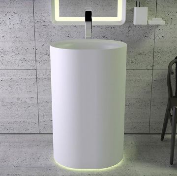 Раковина Knief (Книеф) Moon 55х45хh90см, напольная, с подсветкой, c выпуском белым и сифоном, слив в стену, цвет: белый матовый 0600-031-01WA