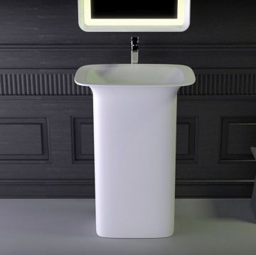 Раковина напольная Knief Glam 60х45х86 см, без отверстий, отдельностоящая, выпуск в пол, цвет: белый матовый 0600-082-01
