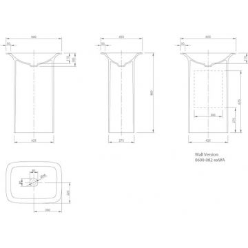 Раковина Knief (Книеф) Glam 60х45х86см, напольная, выпуск в стену, цвет: белый матовый 0600-082-01WA