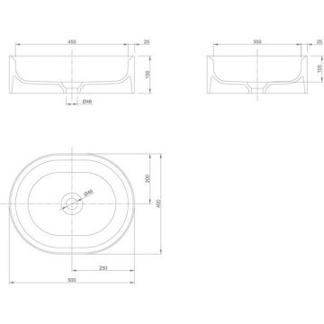 Раковина Knief (Книеф) Glow 55х40х15 см, без отверстий, накладная, без перелива, цвет: белый матовый 0600-066-01