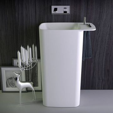 Раковина напольная Knief (Книеф) Pride 67х43х90 см, без отверстий, выход в стену, цвет: белый матовый 0600-071-01WA