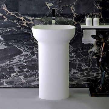 Раковина напольная Knief (Книеф) Prime 53х35х90 см, без отверстий, с выходом в стену, цвет: белый матовый 0600-012-01WA