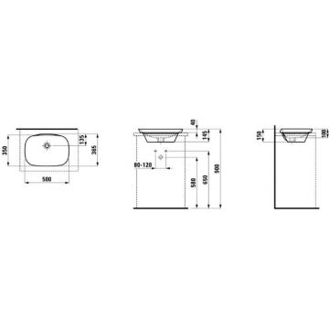 Раковина Laufen (Лауфен) INO 50х36.5x4 см, без отверстий, цвет: белый 8.1730.2.000.109.1