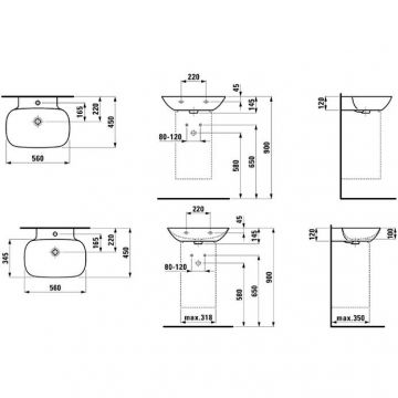 Раковина Laufen (Лауфен) INO 56х45х12 см, без отверстий, цвет: белый 8.1030.2.000.109.1