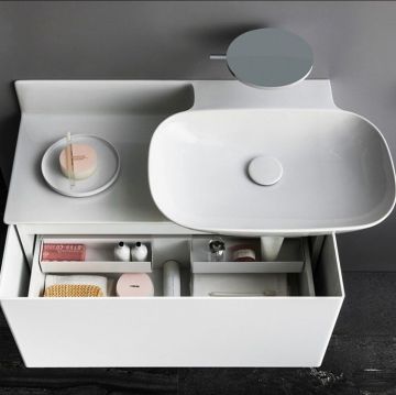 Раковина Laufen (Лауфен) INO 90х45х12 см, накладная, 1 отверстие, полка слева, цвет: белый матовый 8.1330.1.757.104.1