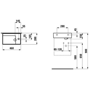 Раковина Laufen (Лауфен) Kartell 46х28х12 см, 1 отверстие, без перелива, цвет: черный глянцевый 8.1533.4.020.111.1