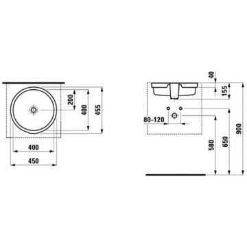 Раковина Laufen (Лауфен) Living City 44.9х44.9х15.5 см, без отверстий, цвет: белый 8.1343.8.000.155.1